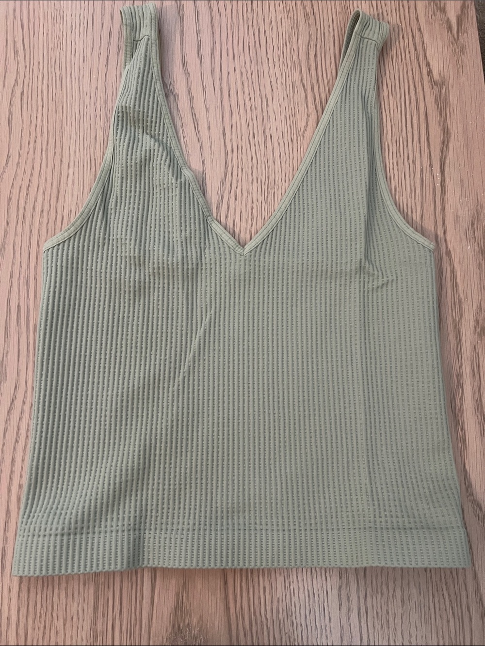 Nikibiki Sage Green Ribbed V-Neck Tank